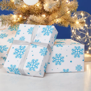 Wei&es und hellblaues Schneeflocken-Geschenkpapier Geschenkpapier