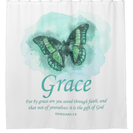 Weibchen Christliche Butterfly Verse:Grab Duschvorhang (Vorderseite)