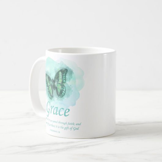 Weibchen Christliche Butterfly Verse: Grab Kaffeetasse (Vorderseite Links)