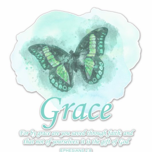 Weibchen Christliche Schmetterlingsverse: Grace Aufkleber (Vorderseite)