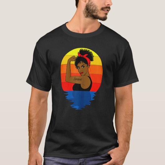 Weibchen Curly Black Afro Afro American T-Shirt (Vorderseite)