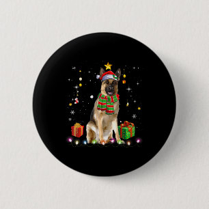 Weibchen Deutscher Schäferhund Dog Tree Weihnachts Button