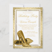 Weibchen Eleganter White Gold High Heel Shoe Gebur Einladung (Vorderseite)