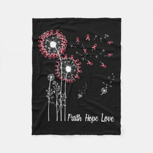 Weibchen Faith Hope Liebe Brustkrebs Dandelion Flo Fleecedecke (Vorderseite)