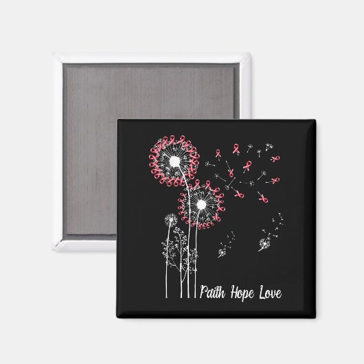 Weibchen Faith Hope Liebe Brustkrebs Dandelion Flo Magnet (Vorderseite/Rückseite)