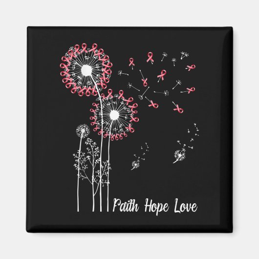 Weibchen Faith Hope Liebe Brustkrebs Dandelion Flo Magnet (Vorne)