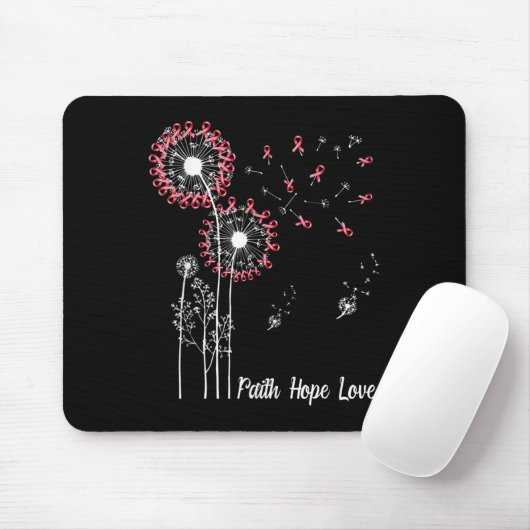 Weibchen Faith Hope Liebe Brustkrebs Dandelion Flo Mousepad (Mit Mouse)