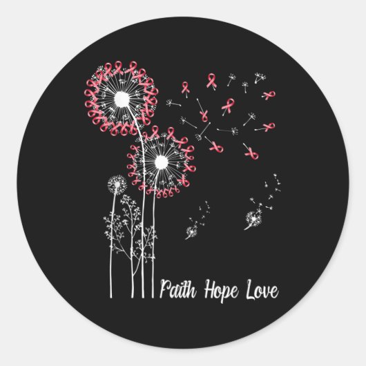 Weibchen Faith Hope Liebe Brustkrebs Dandelion Flo Runder Aufkleber (Vorderseite)