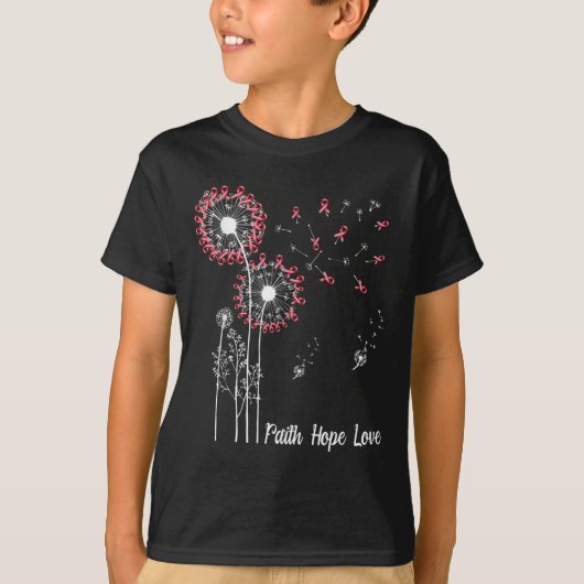 Weibchen Faith Hope Liebe Brustkrebs Dandelion Flo T-Shirt (Vorderseite)