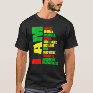 Weibchen Ich bin schwarze Frau ausgebildet Melanin T-Shirt