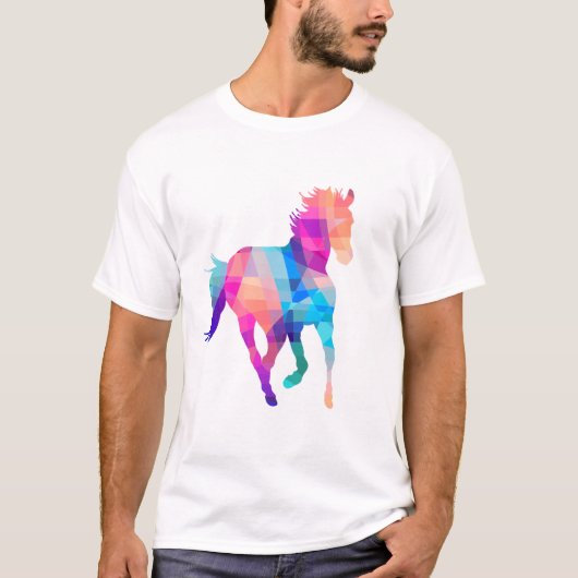 Weibchen Pferd Geometric Colorful Reittier Graphic T-Shirt (Vorderseite)