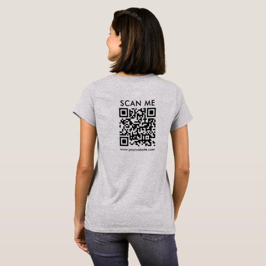 Weibchen QR Code Scan Me Back Print Light Steel Gr T-Shirt (Schwarz voll)