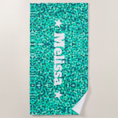 Weiblich Aquamarin Modernes Minimalistisches Vinta Strandtuch (Vorderseite)