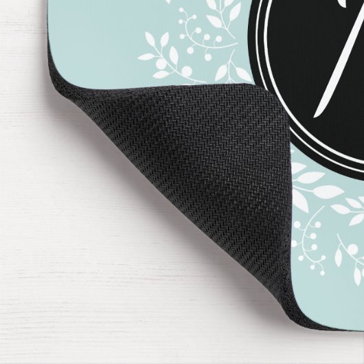 Weiblich blauer Blumengarn Custom Monogram Mousepad (Ecke)