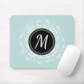 Weiblich blauer Blumengarn Custom Monogram Mousepad (Mit Mouse)