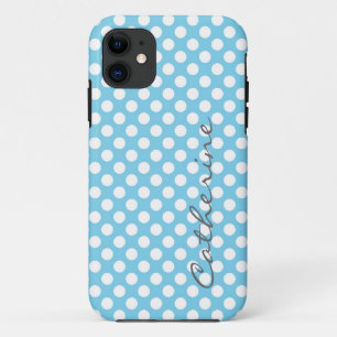Weiblich, klassisch aqua blaue Tupfen individuell Case-Mate iPhone Hülle