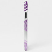 Weiblich, Mit Monogramm, Lila gestreift, geometris iPhone Hülle (Rechte Seite)