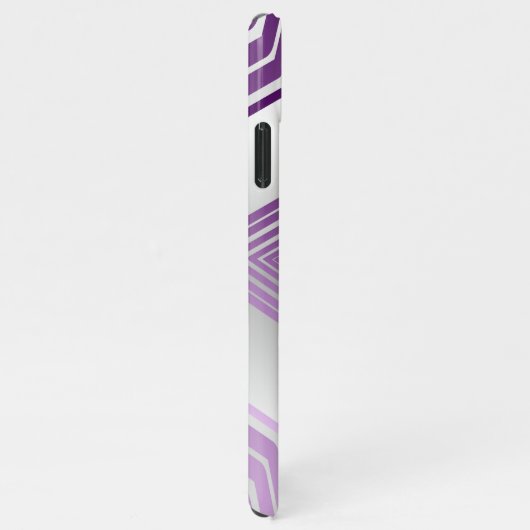 Weiblich, Mit Monogramm, Lila gestreift, geometris iPhone Hülle (Rechte Seite)