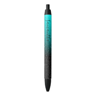 Weiblich personalisierter aqua schwarzer Ombre Gli Kugelschreiber