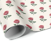 Weiblich rosa Aquarellfarben-Rose auf weichem Crem Geschenkpapier (Rolleneckpunkt)