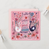 Weiblich rosa Blumenschwan Muttertag Karte (Vorderseite/Rückseite Beispiel)