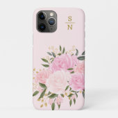 Weiblich Rosa Botanisches Monogramm Case-Mate iPhone Hülle (Rückseite)