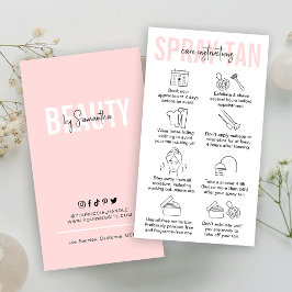 Weiblich rosa Spray Tan Aftercare Instructions Visitenkarte