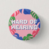 Weiblich rosa tropische Blätter hören Button (Vorderseite)