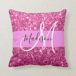 Weiblich und Glamourös Hot Pink Glitter Funkeln Mo Kissen