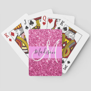 Weiblich und Glamourös Hot Pink Glitter Funkeln Mo Spielkarten