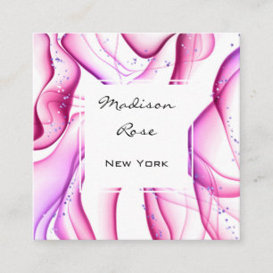 Weiblich und trendy rosa lila weiße Tinte & Glitze Quadratische Visitenkarte