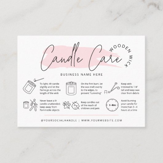 Weibliche Anleitung zur Pflege von Weckkerzen Visitenkarte (Vorderseite)