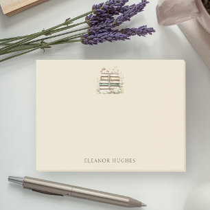 Weibliche Aquarell-Vintage-Bücher und Wildblumen  Post-it Klebezettel