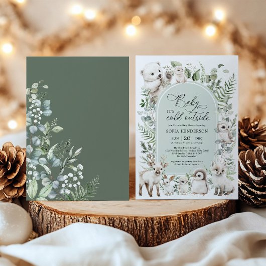 Weibliche Arktische Tiere WinterBaby-Dusche Einladung