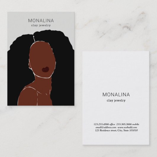 Weibliche Art African Earing Jewelier Display Visitenkarte (Vorne/Hinten)