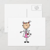 Weibliche Arzt-Strichmännchen Postkarte (Vorne/Hinten)