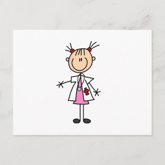 Weibliche Arzt-Strichmännchen Postkarte (Vorderseite)