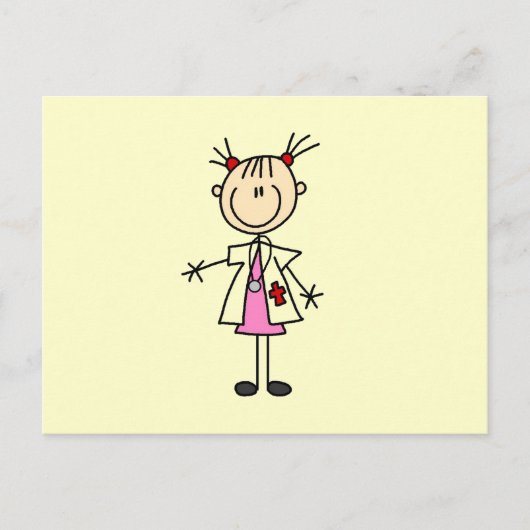 Weibliche Arzt-Strichmännchen Postkarte (Vorderseite)