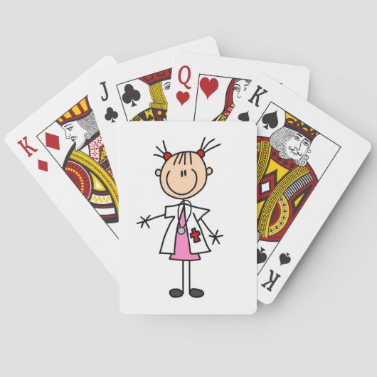 Weibliche Arzt-Strichmännchen Spielkarten (Rückseite)