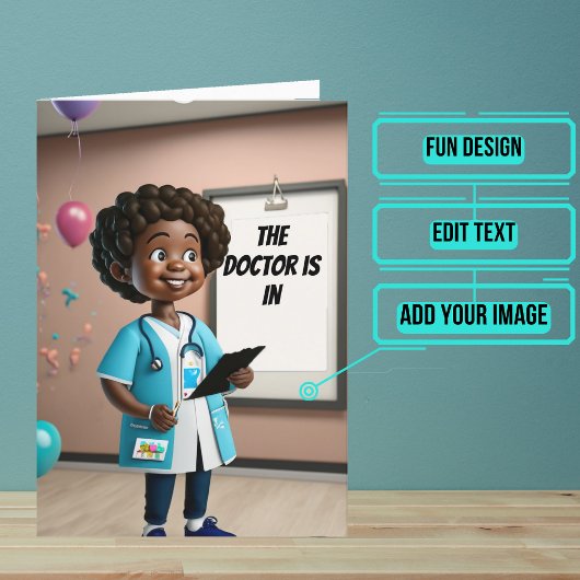 Weibliche Ärztin ist am Geburtstag des Funny Docto Karte