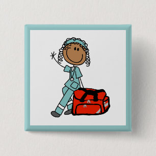 weibliche Atemtherapeutin oder Rettungssanitäterin Button