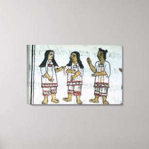 Weibliche aztekische Kostüme Leinwanddruck