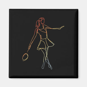 Weibliche Badminton-Spielerin Skizze Shuttle-Spiel Magnet