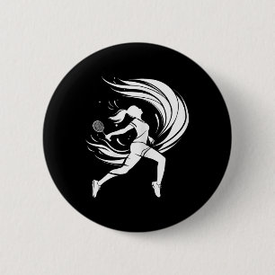 weibliche Badmintonspielerin zeichnet Shuttle Button