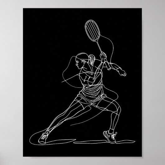Weibliche Badmintonspielerin zeichnet Shuttle-Spie Poster (Vorne)