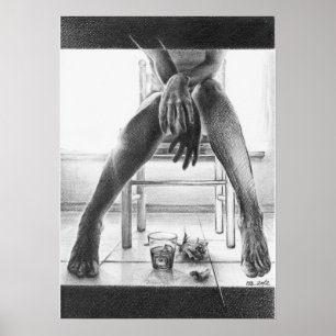 Weibliche Beine, Rose und Stift zeichnend Kunst Poster