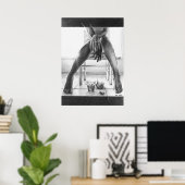 Weibliche Beine, Rose und Stift zeichnend Kunst Poster (Heimbüro)