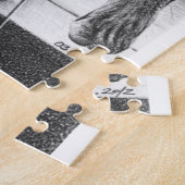 Weibliche Beine, Rose und Stift zeichnend Kunst Puzzle (Seite)