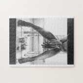 Weibliche Beine, Rose und Stift zeichnend Kunst Puzzle (Horizontal)