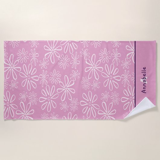 Weibliche Bezeichnung & Blush & Pink Blumenmuster Strandtuch (Vorderseite)